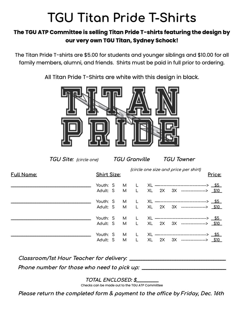 Titan Pride T-shirt Orders!